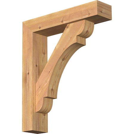 Ekena Millwork Olympic Block Smooth Bracket w/ Offset Brace, Western Red Cedar, 5 1/2"W x 24"D x 28"H BKT0604X24X28OLY05SWR